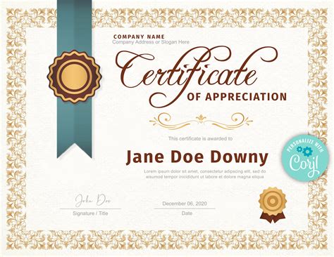 certificate of appreciation template|free editable certificate template word.